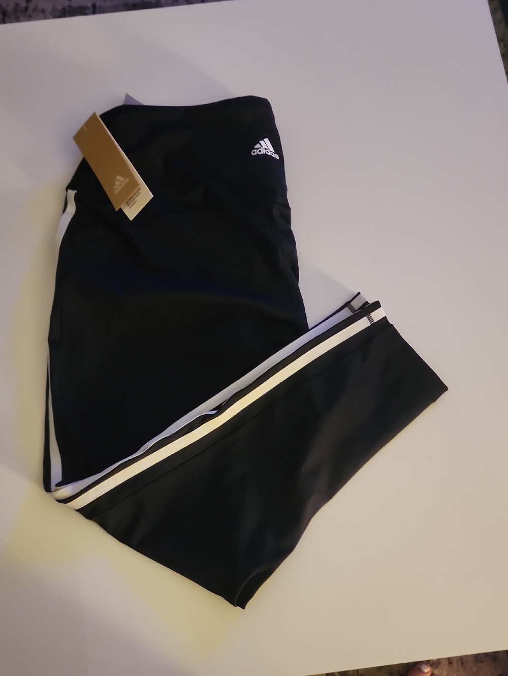 adidas Black WomensAthletic Leggings with White Stripe